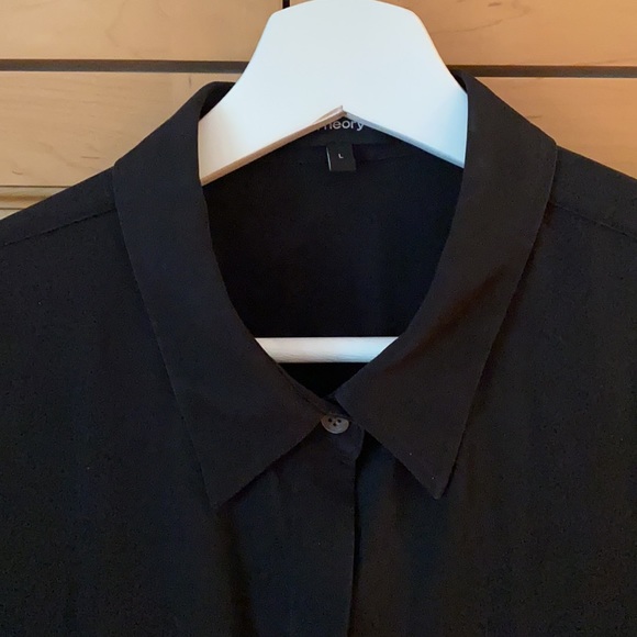 Theory silk button sleeveless collared blouse - Picture 3 of 7